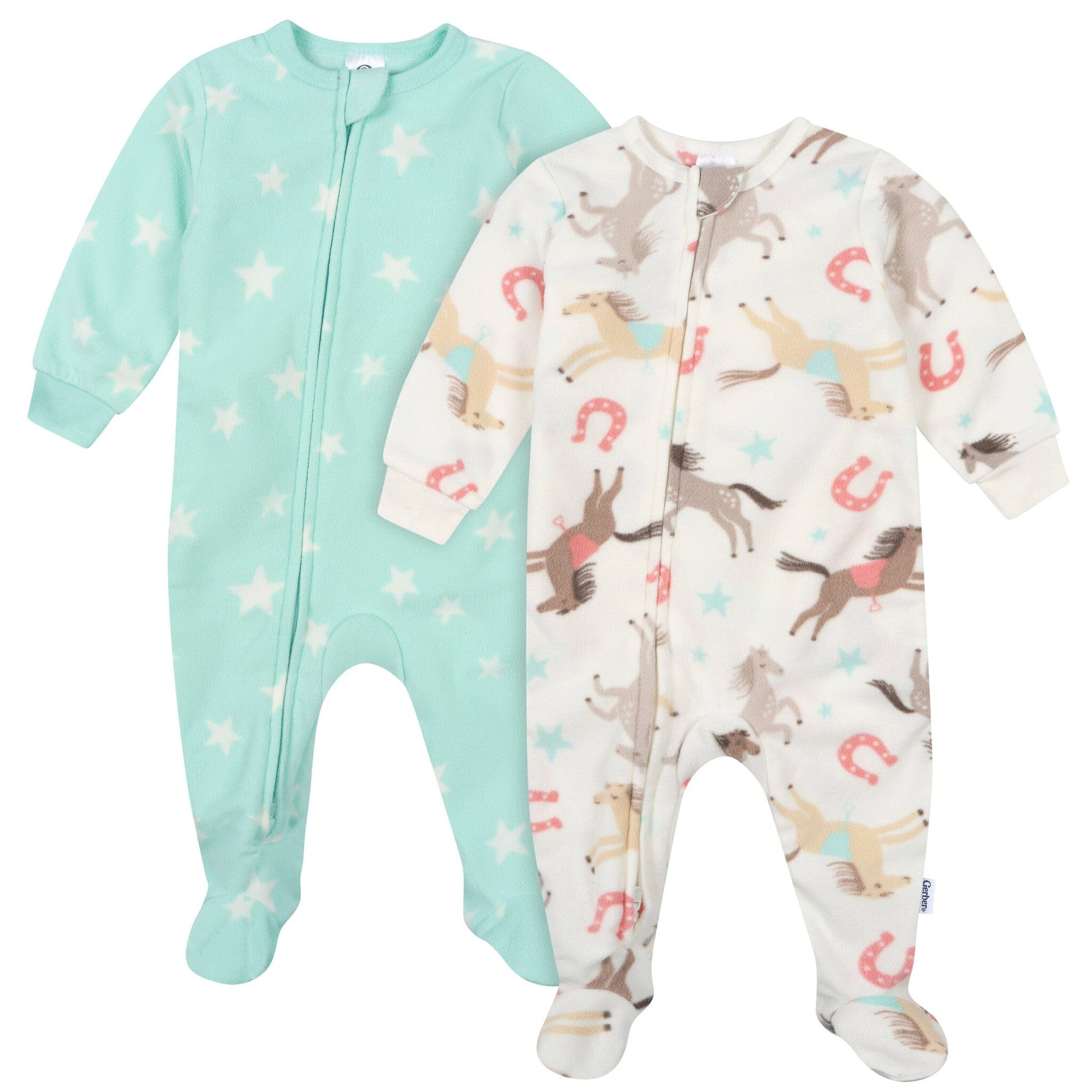 2-Pack Baby & Toddler Girls Horses Footed Fleece Pajamas Sleepwear Gerber® 