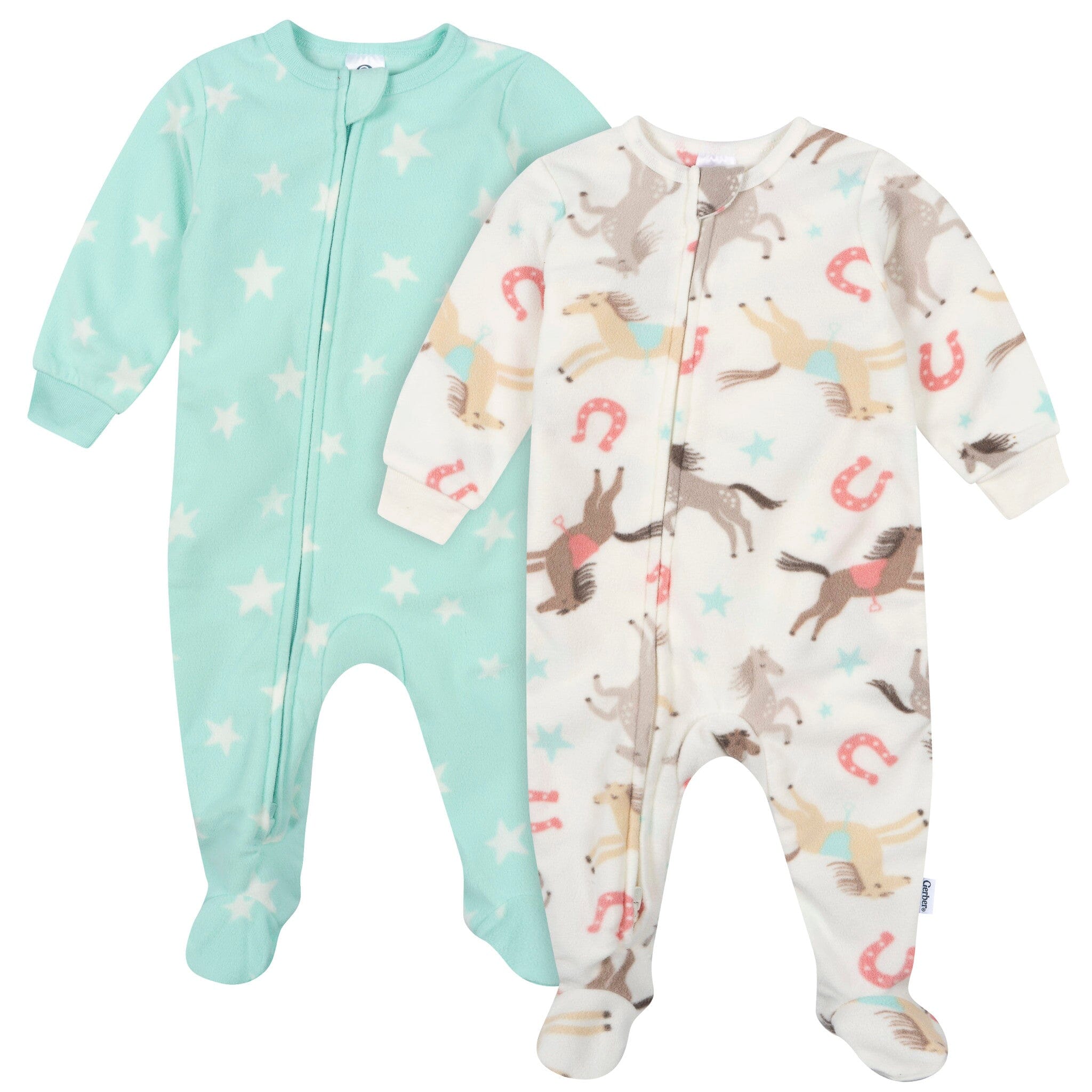 2-Pack Baby & Toddler Girls Horses Footed Fleece Pajamas Sleepwear Gerber® 