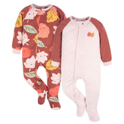 2-Pack Baby & Toddler Girls Leaves Blanket Sleepers
