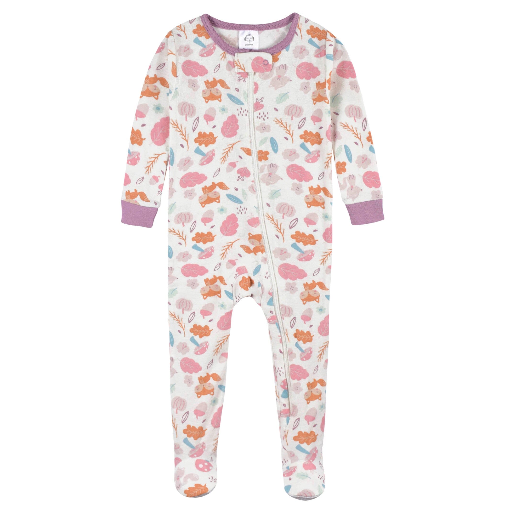 2-Pack Baby & Toddler Girls Purple Woodland Snug Fit Footed Cotton