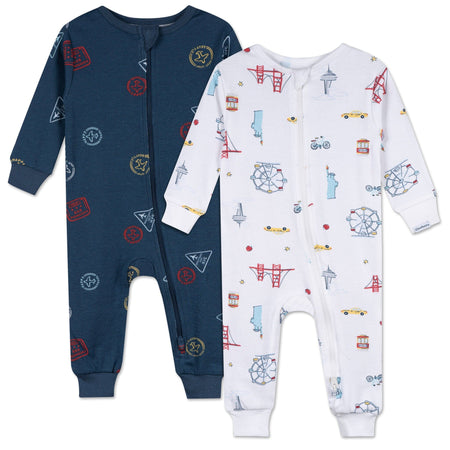 2-Pack Baby & Toddler Neutral City Snug Fit Footless Pajamas