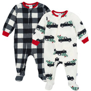 2-Pack Baby & Toddler Neutral Trucks Footed Fleece Pajamas Sleepwear Gerber® 