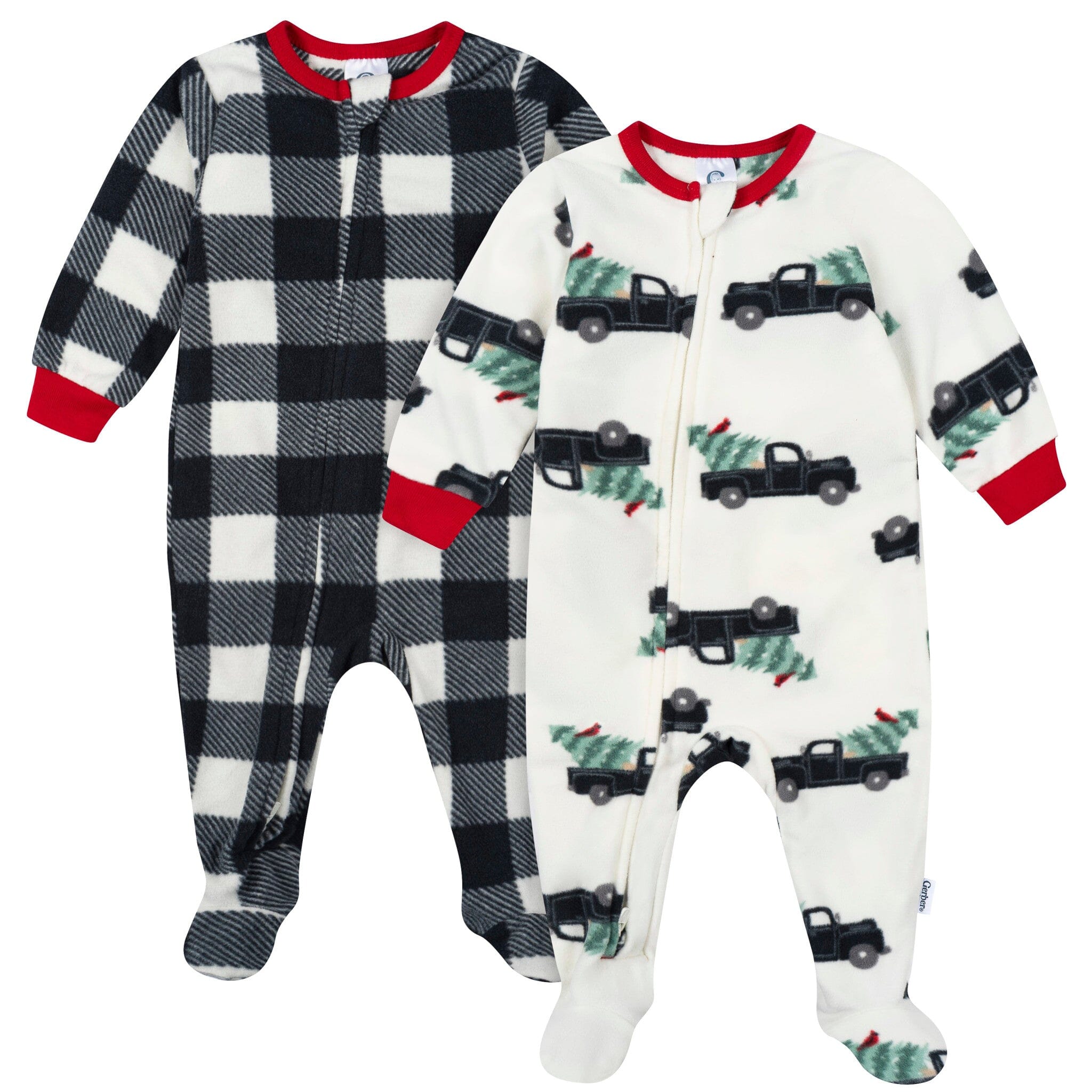2-Pack Baby & Toddler Neutral Trucks Footed Fleece Pajamas Sleepwear Gerber® 