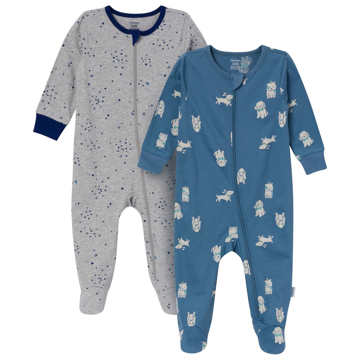 2-Pack Baby Boys Blue Dogs & Stars Sleep 'N Play sleepwear Gerber® 