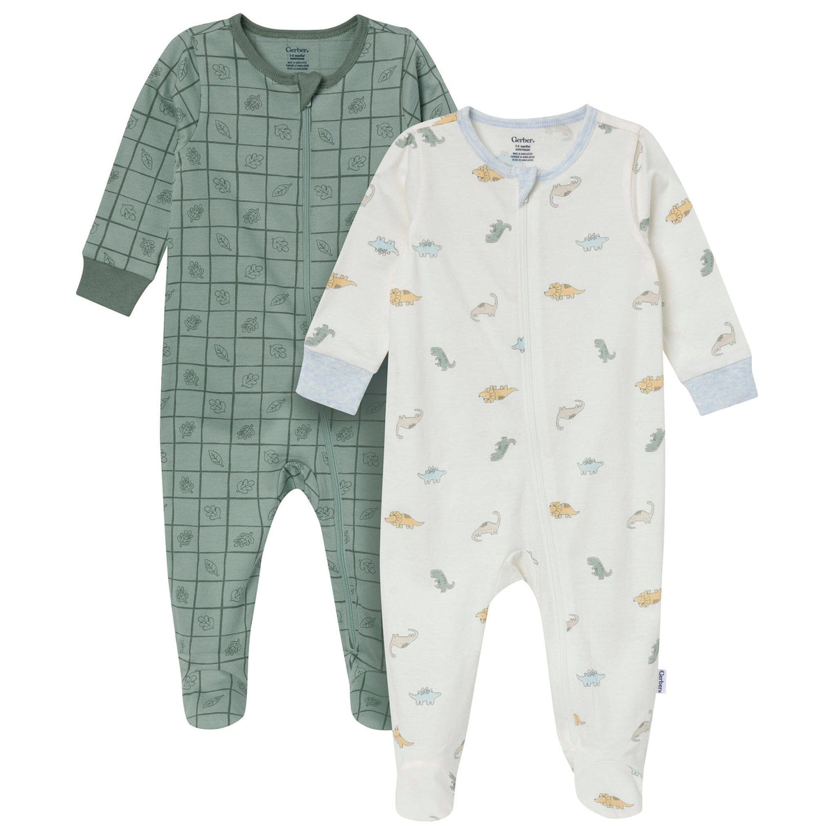 2-Pack Baby Boys Dino Leaves Sleep 'N Play sleepwear Gerber® 