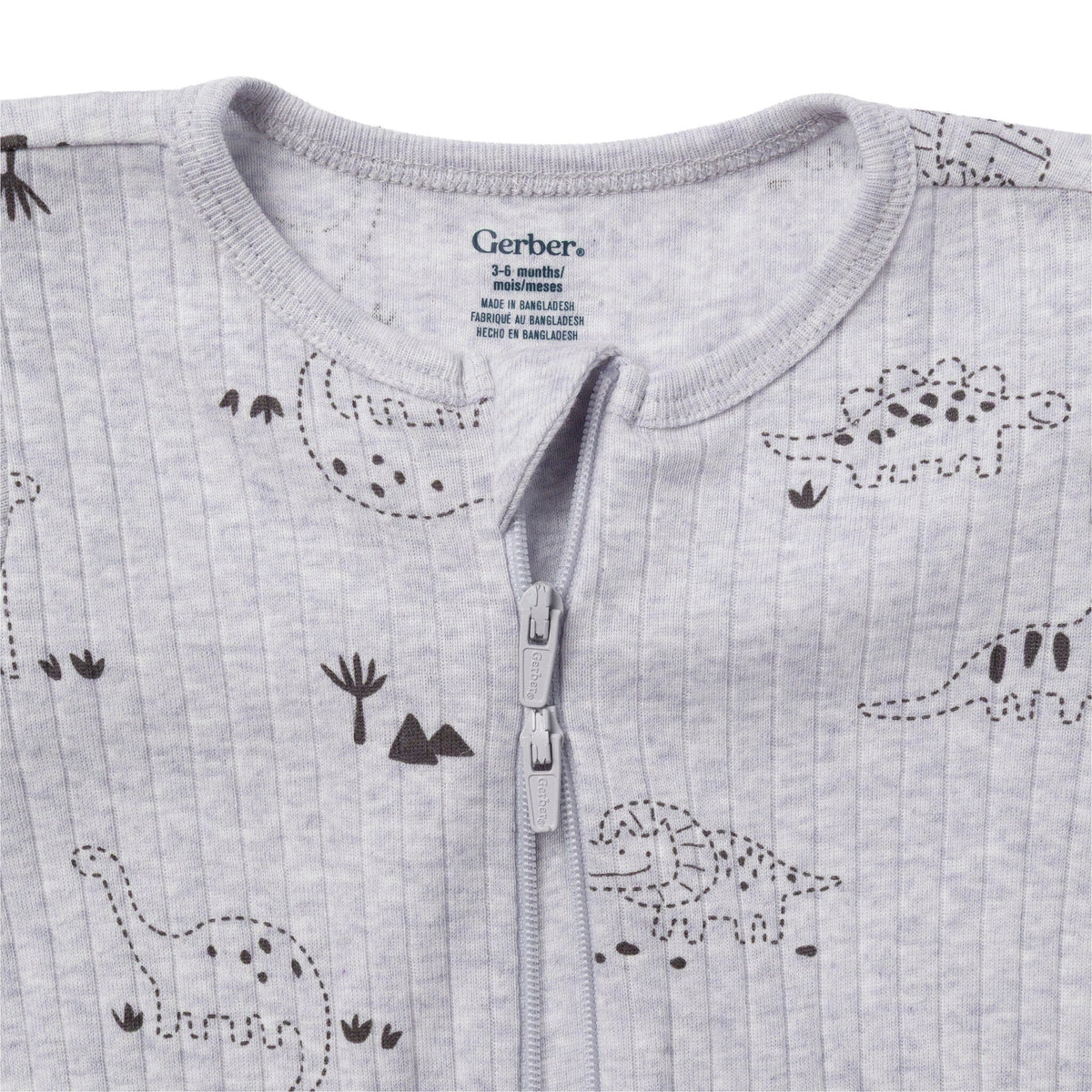 2-Pack Baby Boys Gray Dinos Sleep 'N Play sleepwear Gerber® 