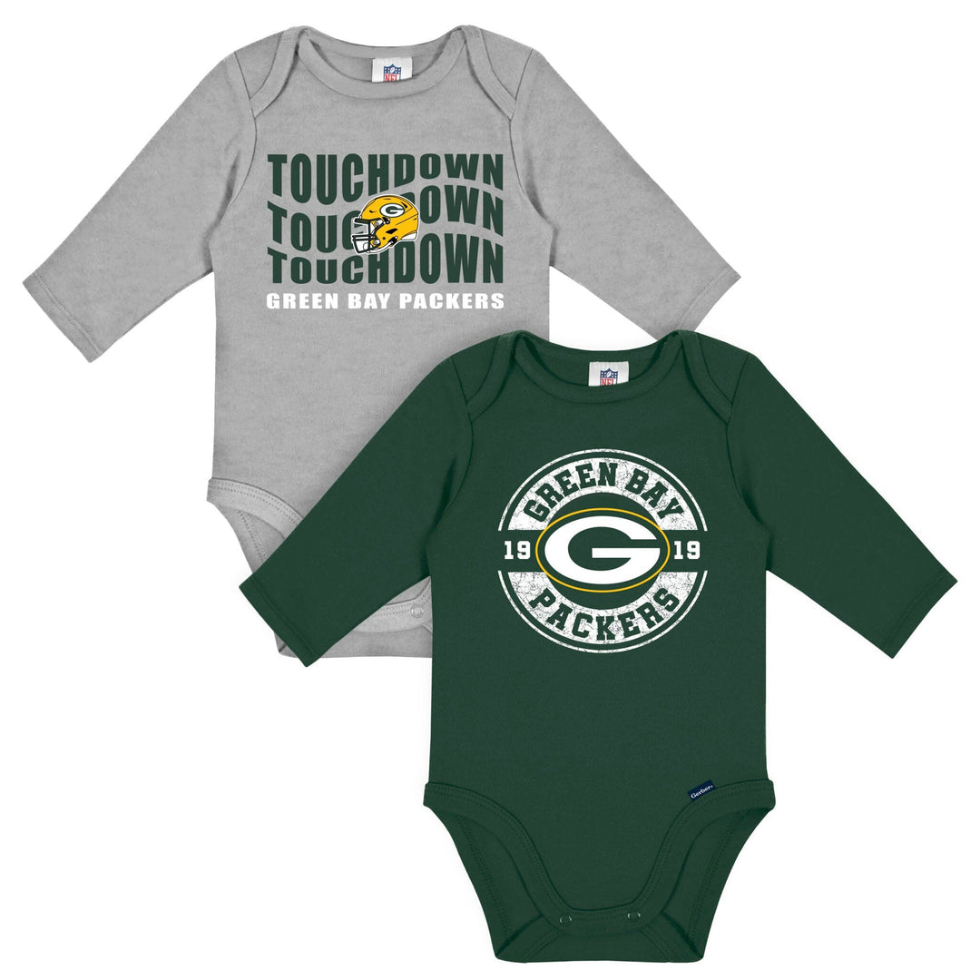 2-Pack Baby Boys Green Bay Packers Long Sleeve Bodysuit Set NFL NFL 