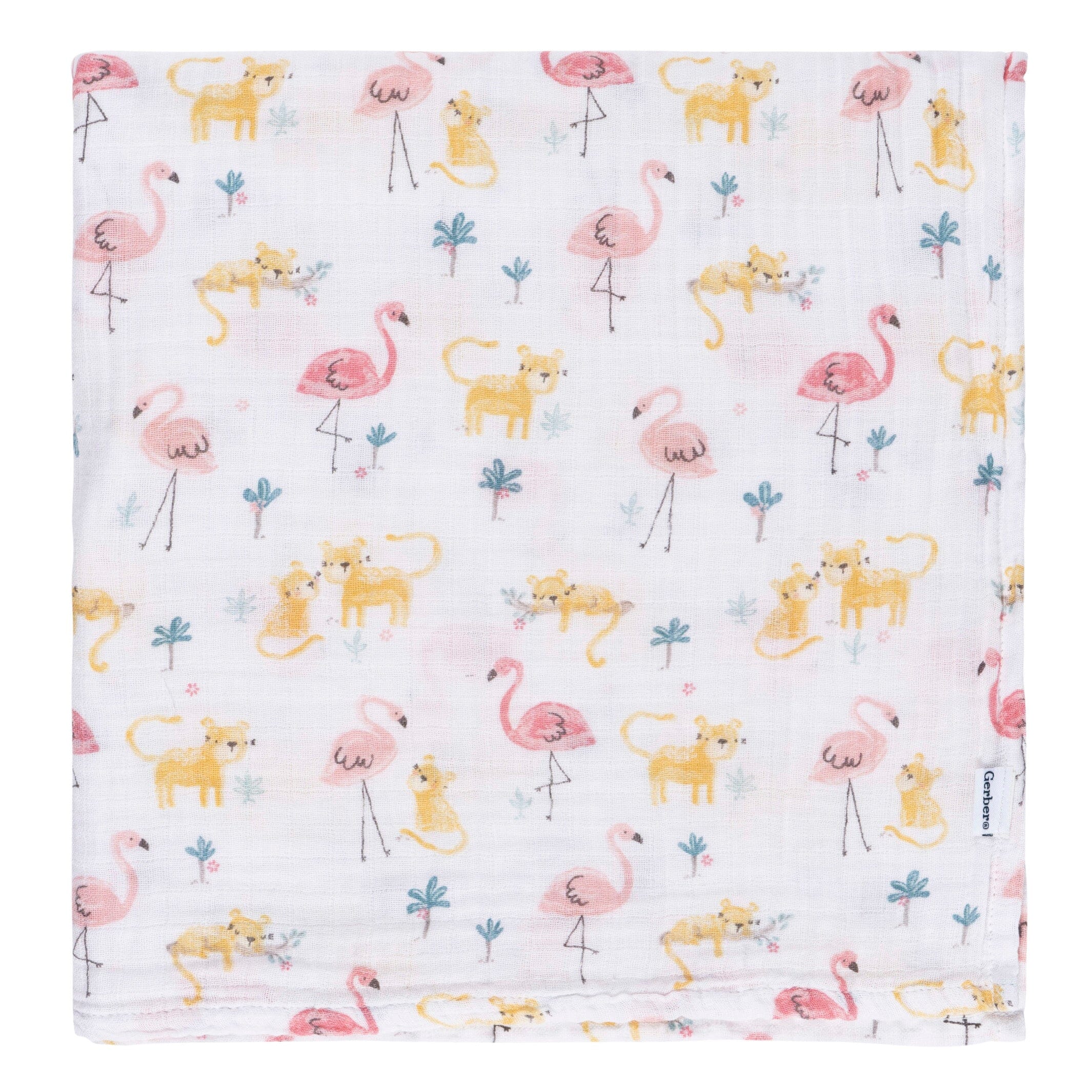 2-Pack Baby Girls Animal Geo Muslin Blanket