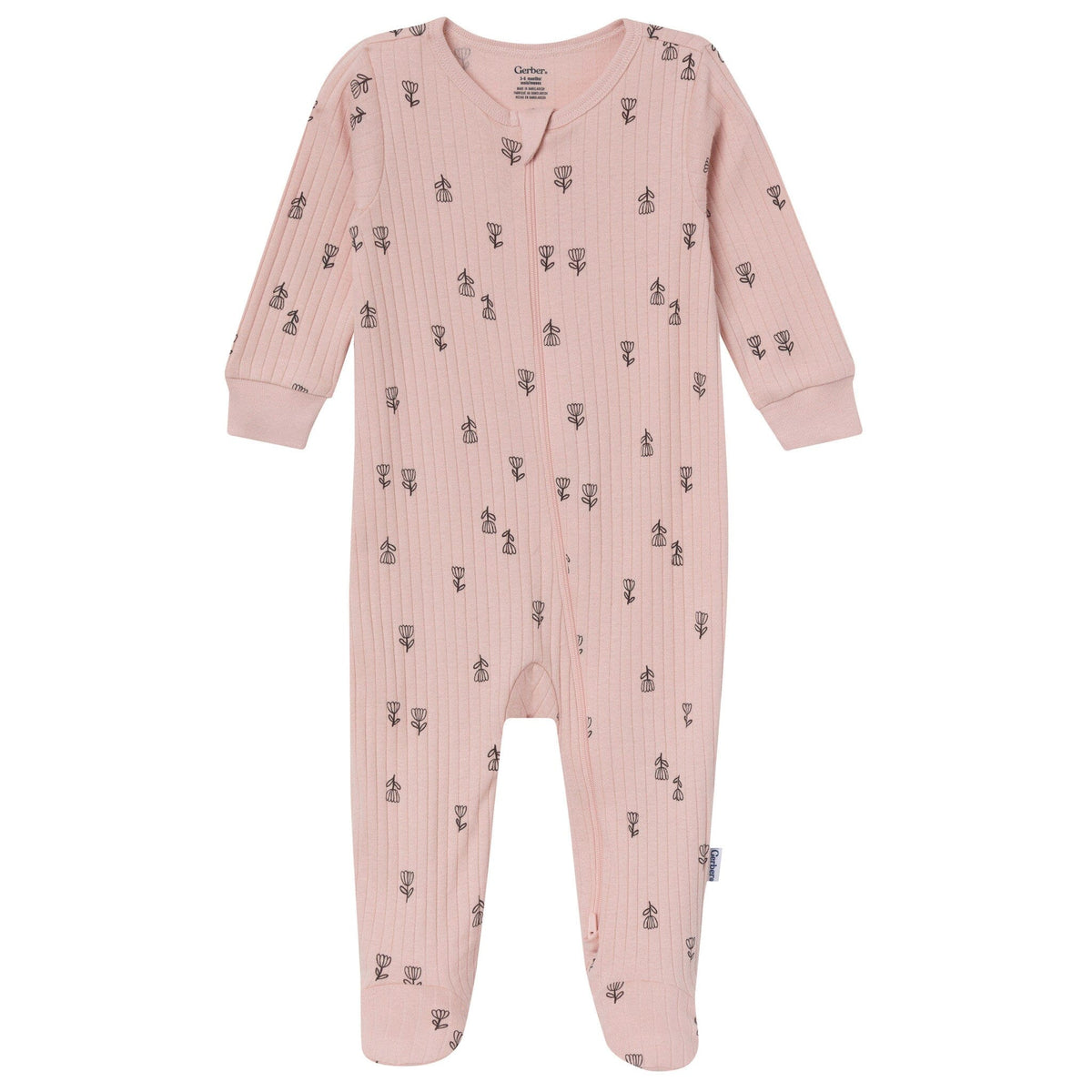 2-Pack Baby Girls Black & Blush Floral Sleep 'N Play sleepwear Gerber® 