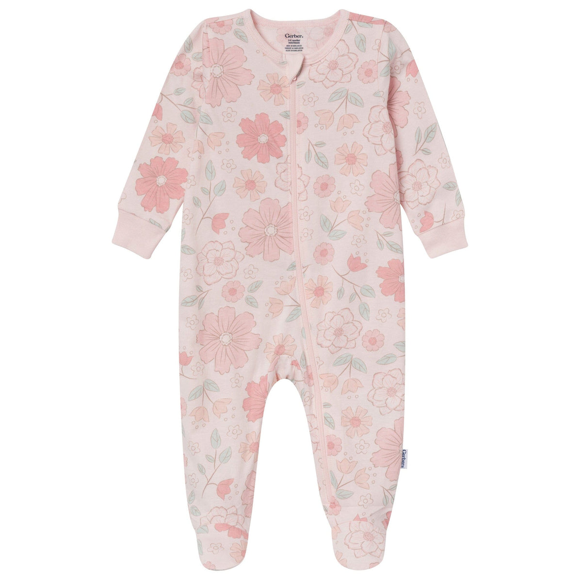2-Pack Baby Girls Blush & Sage Floral Sleep 'N Play sleepwear Gerber® 