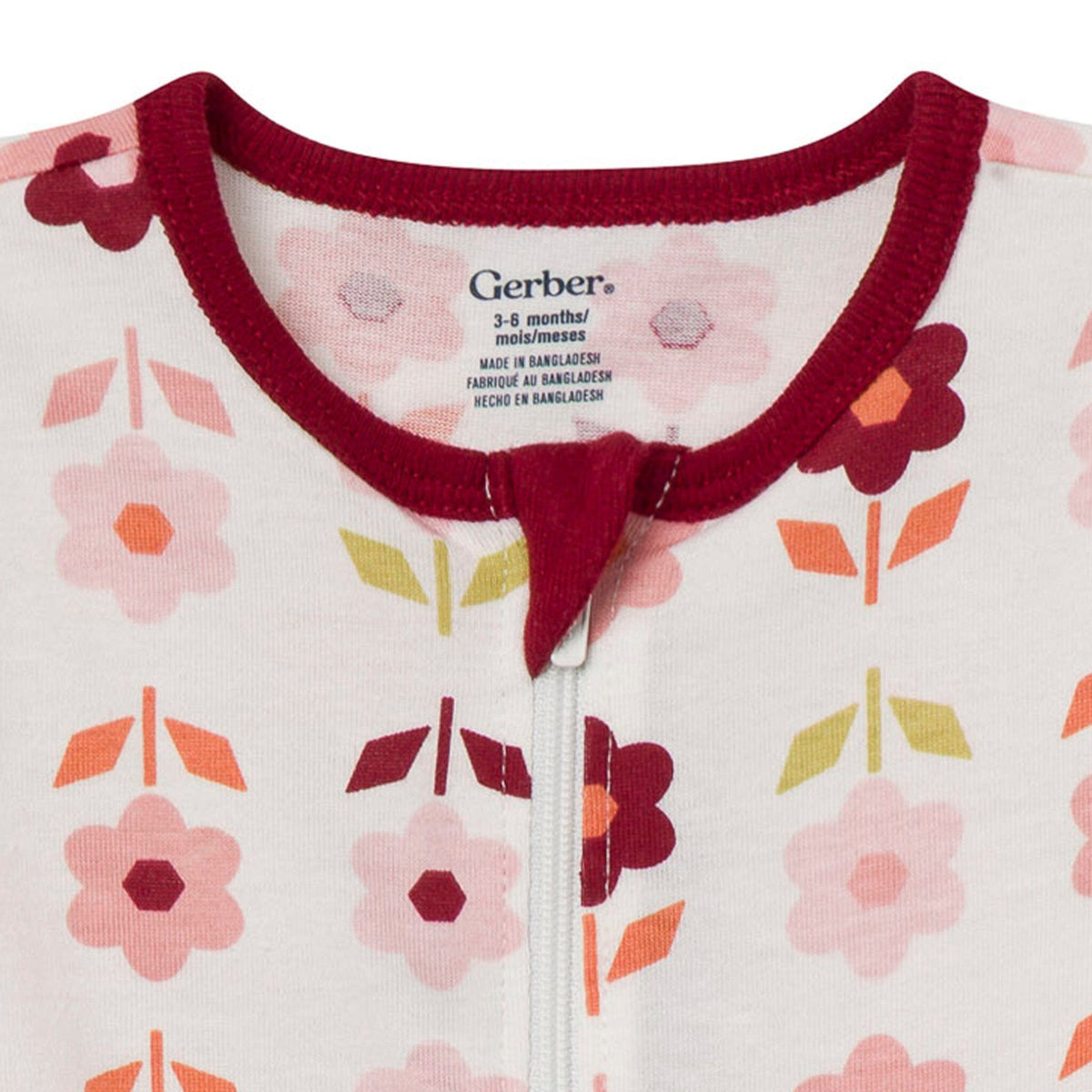 2-Pack Baby Girls Burgundy & Cream Floral Sleep 'N Play sleepwear Gerber® 