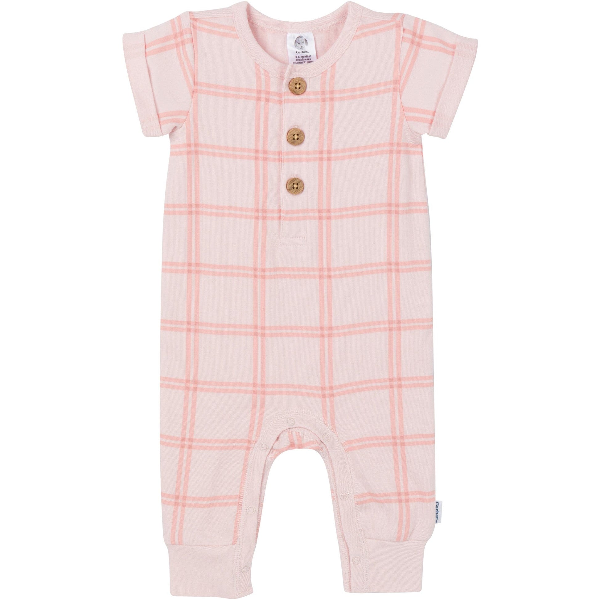 2-Pack Baby Girls Pink Plaid Romper