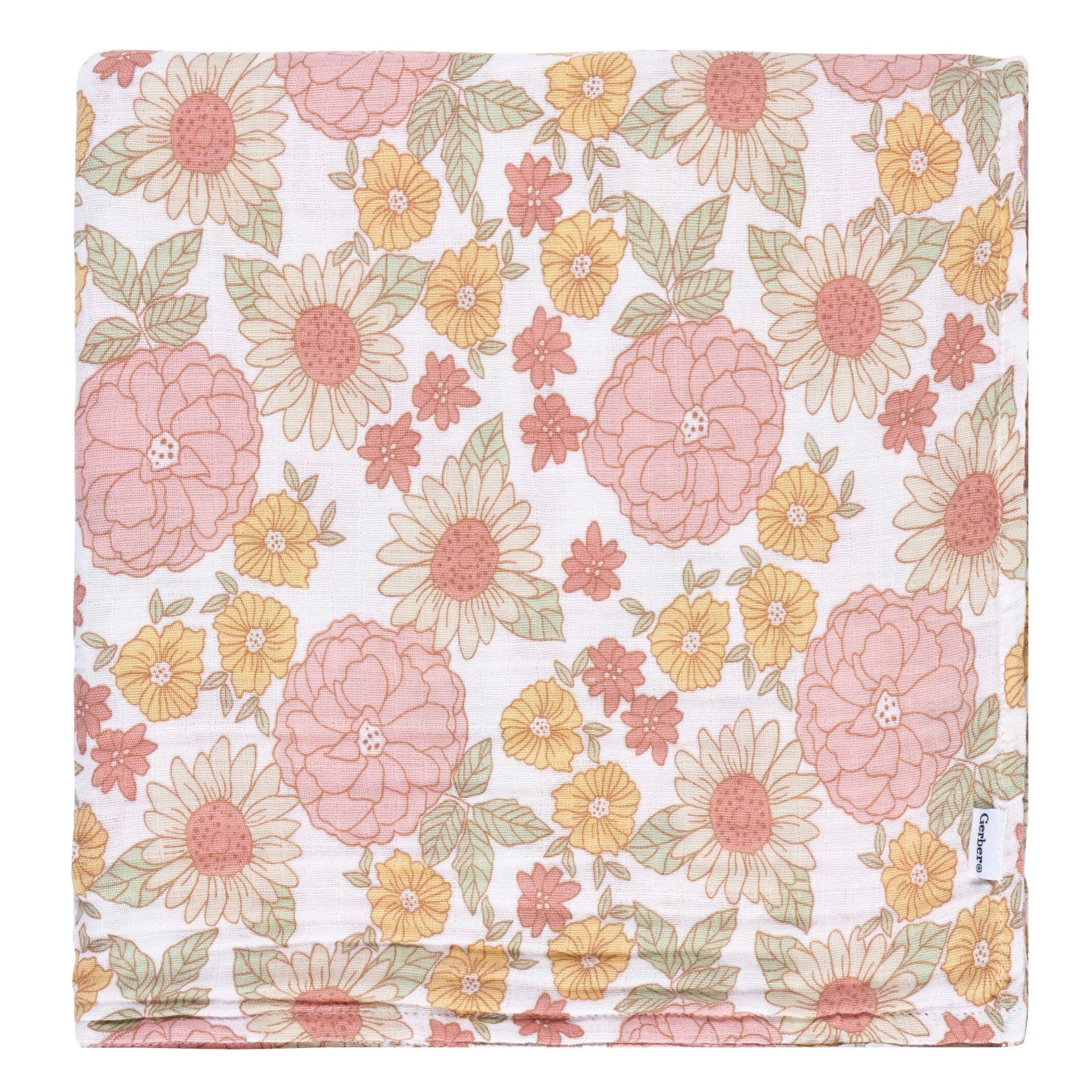2-Pack Baby Girls Retro Floral Muslin Blanket