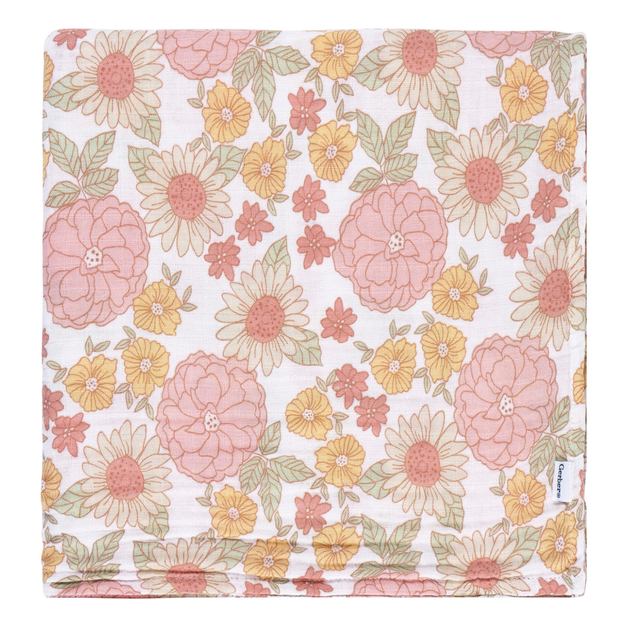 2-Pack Baby Girls Retro Floral Muslin Blanket