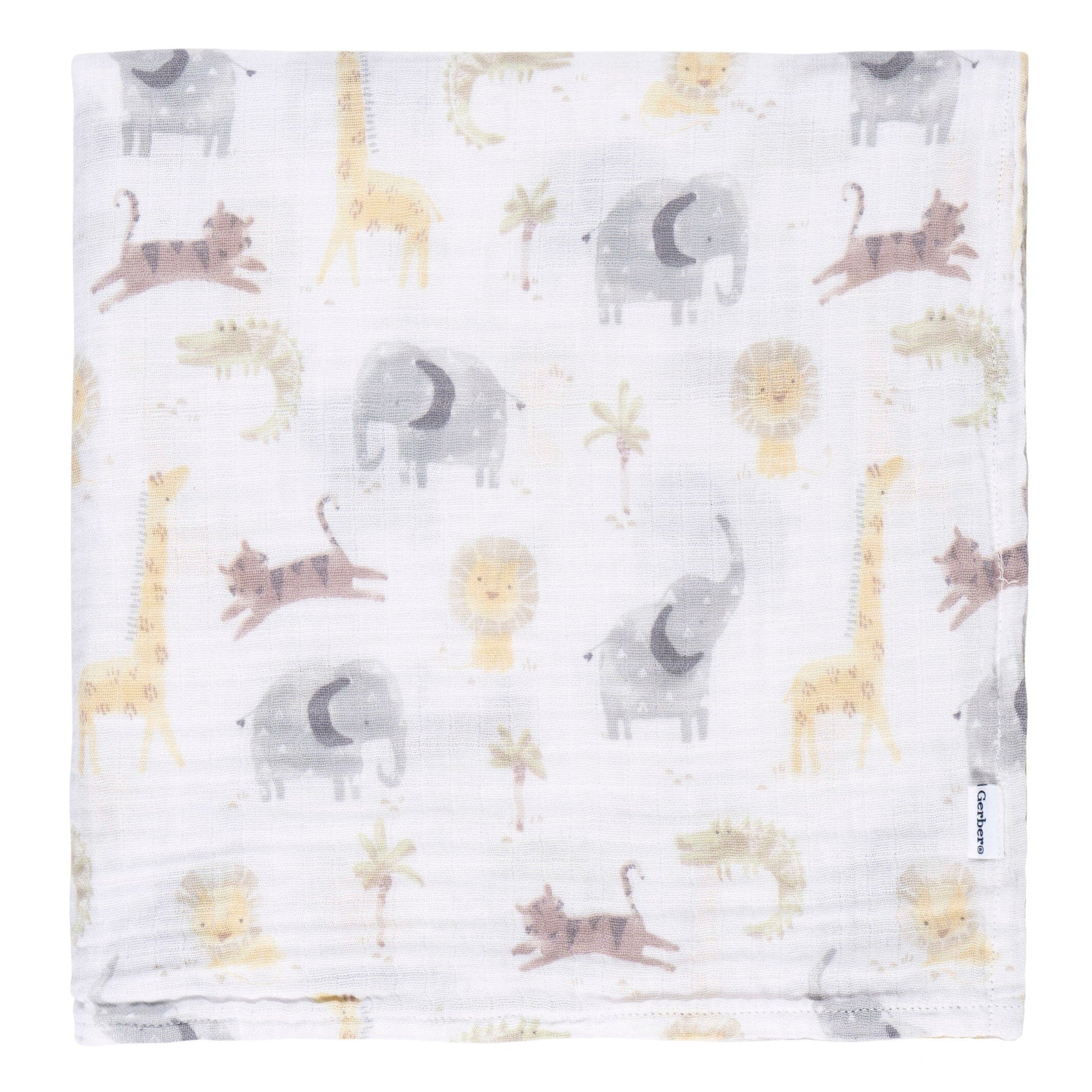 2-Pack Baby Neutral Animal Geo Muslin Blanket