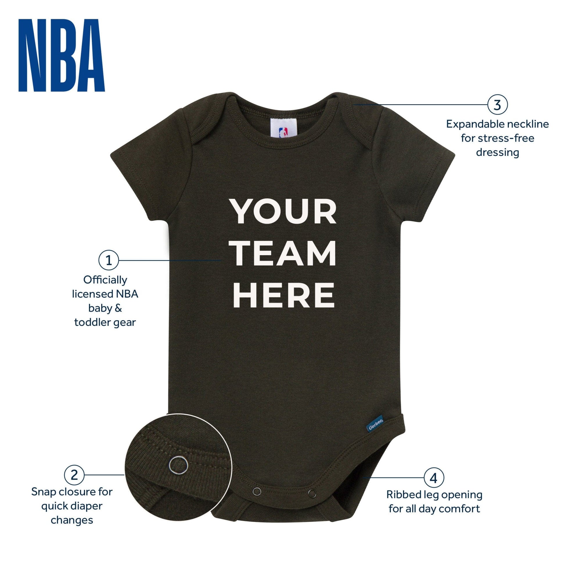 2-Pack Baby Neutral Los Angeles Clippers Bodysuits Onesies Bodysuits Gerber® 