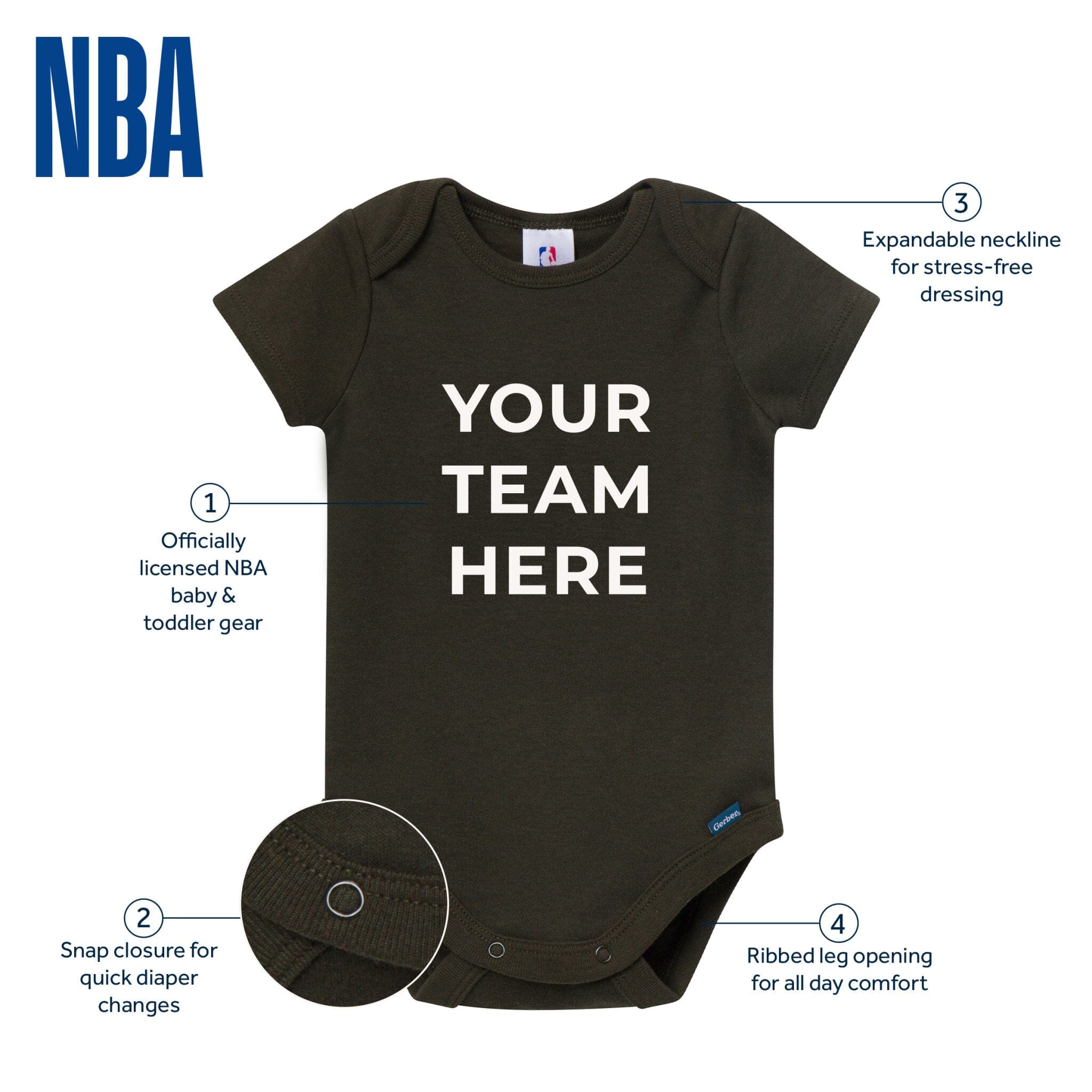 2-Pack Baby Neutral Los Angeles Clippers Bodysuits Onesies Bodysuits Gerber® 