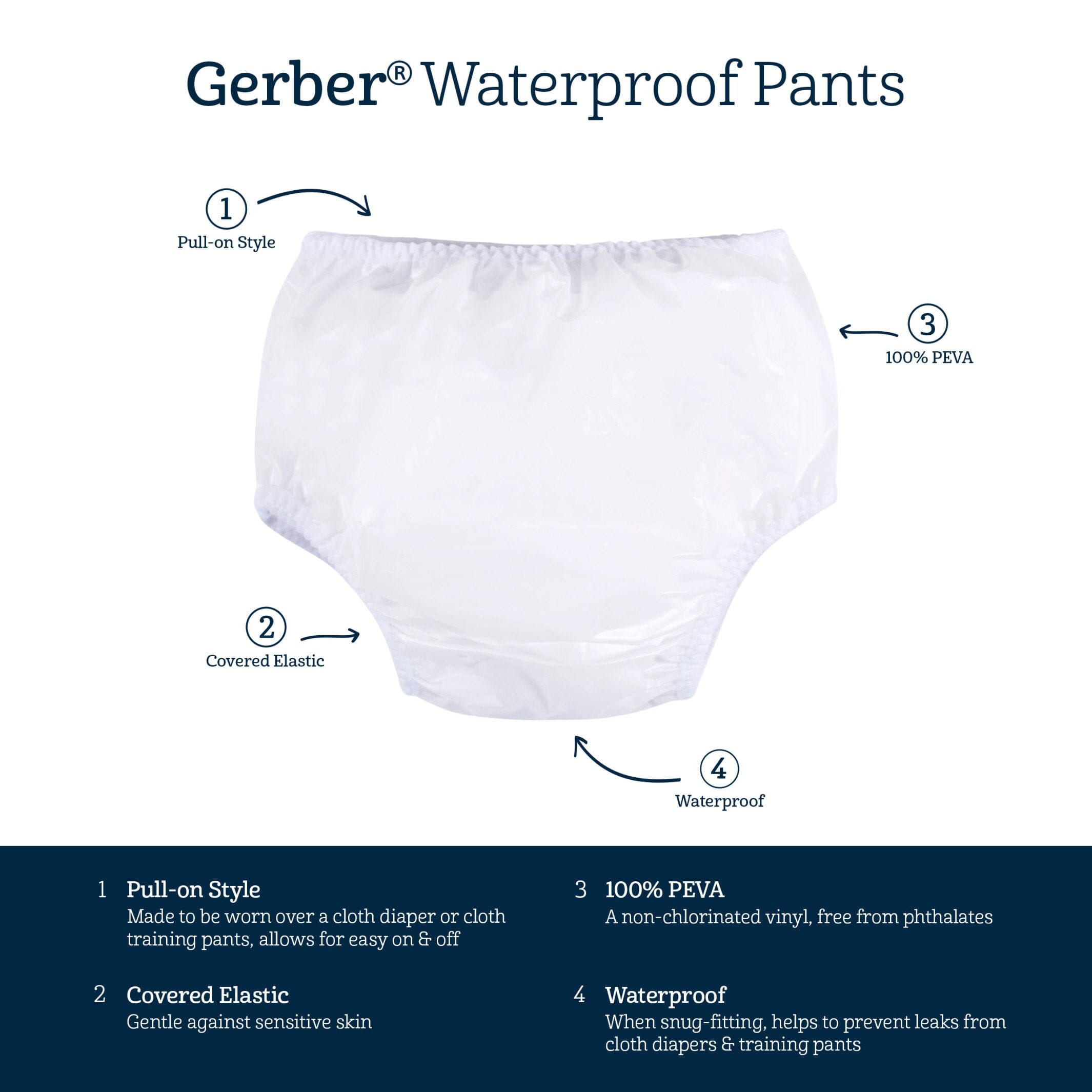 2-Pack Baby and Toddler Neutral White Waterproof Pants