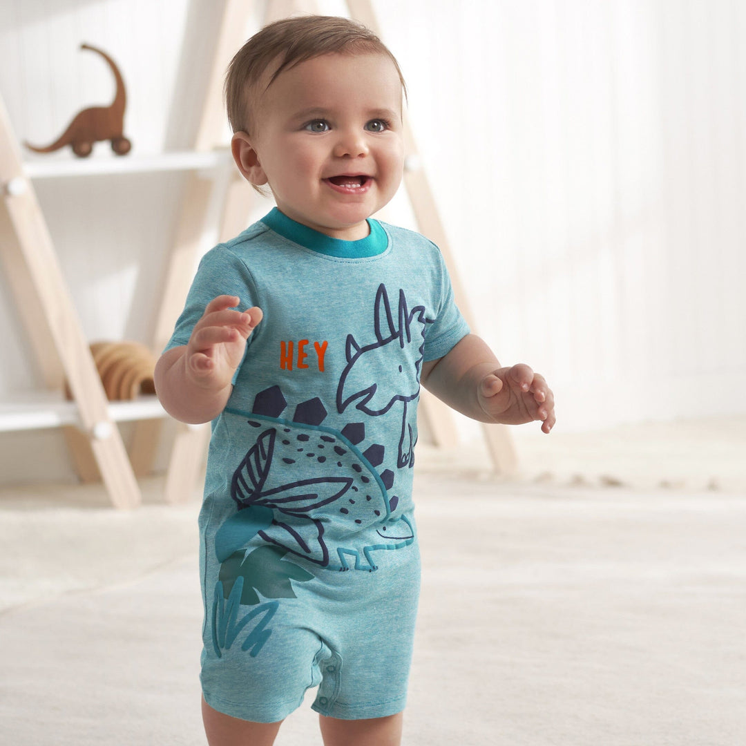 2-Pack Baby Boys Dino Blues Rompers