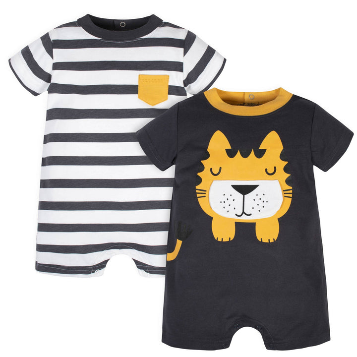 2-Pack Baby Boys Tiger Rompers