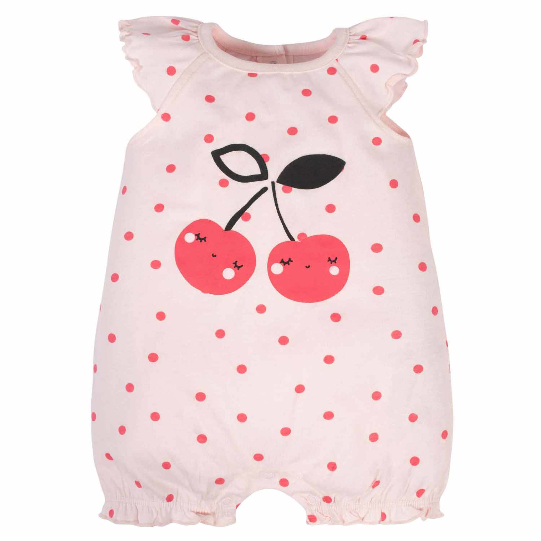 2-Pack Baby Girls Cherry Rompers