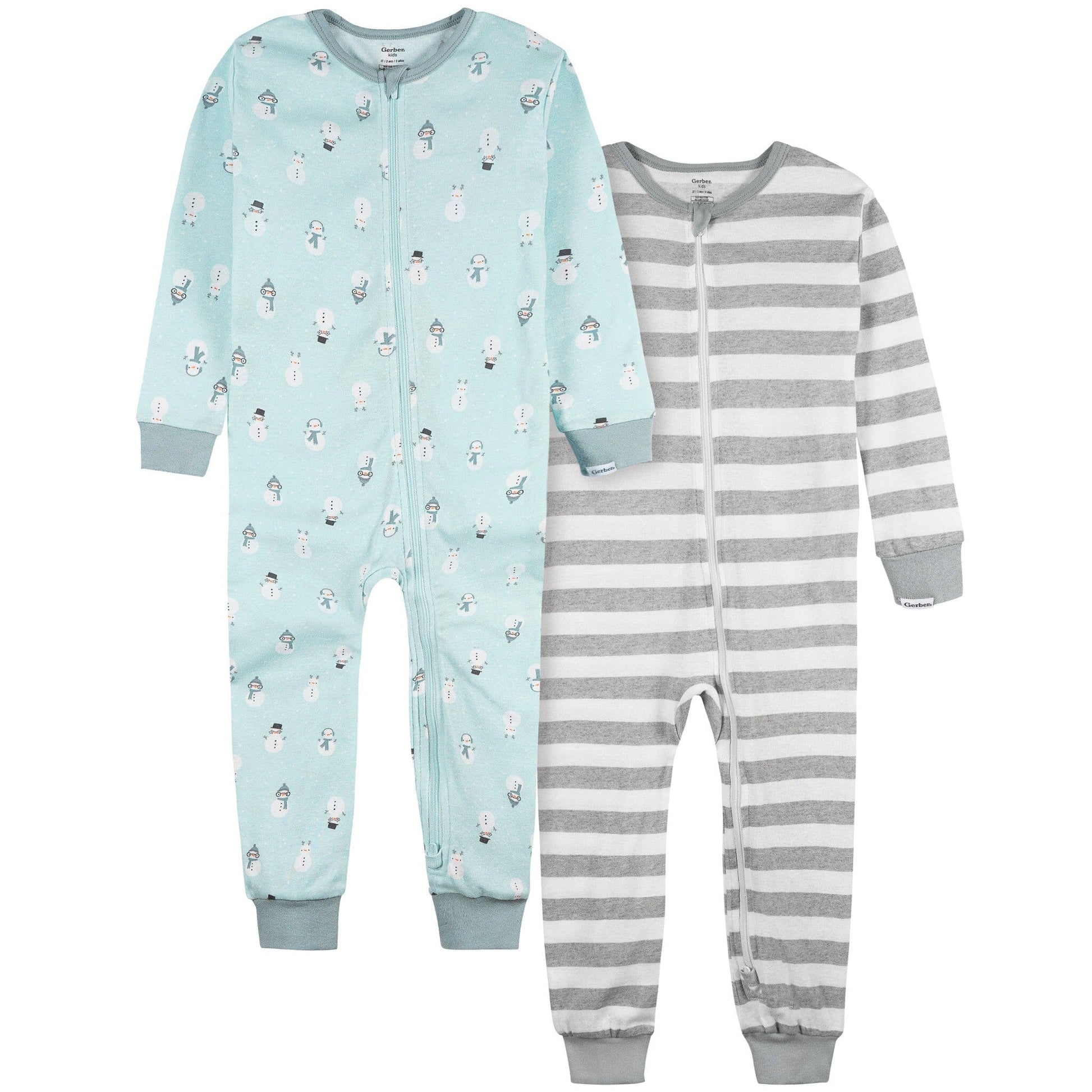 2-Pack Infant & Toddler Boys Blue Snowman Snug Fitting Footless Pajamas Sleepwear Gerber® 