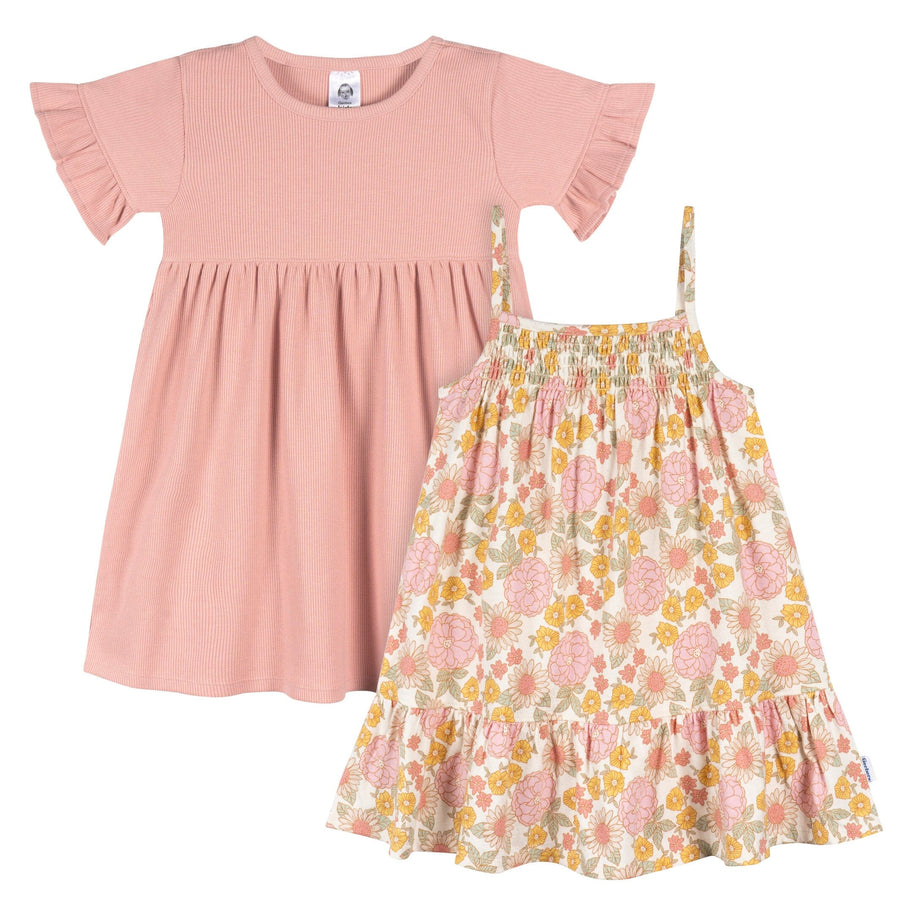 2-Pack Toddler Girls Retro Floral Dresses