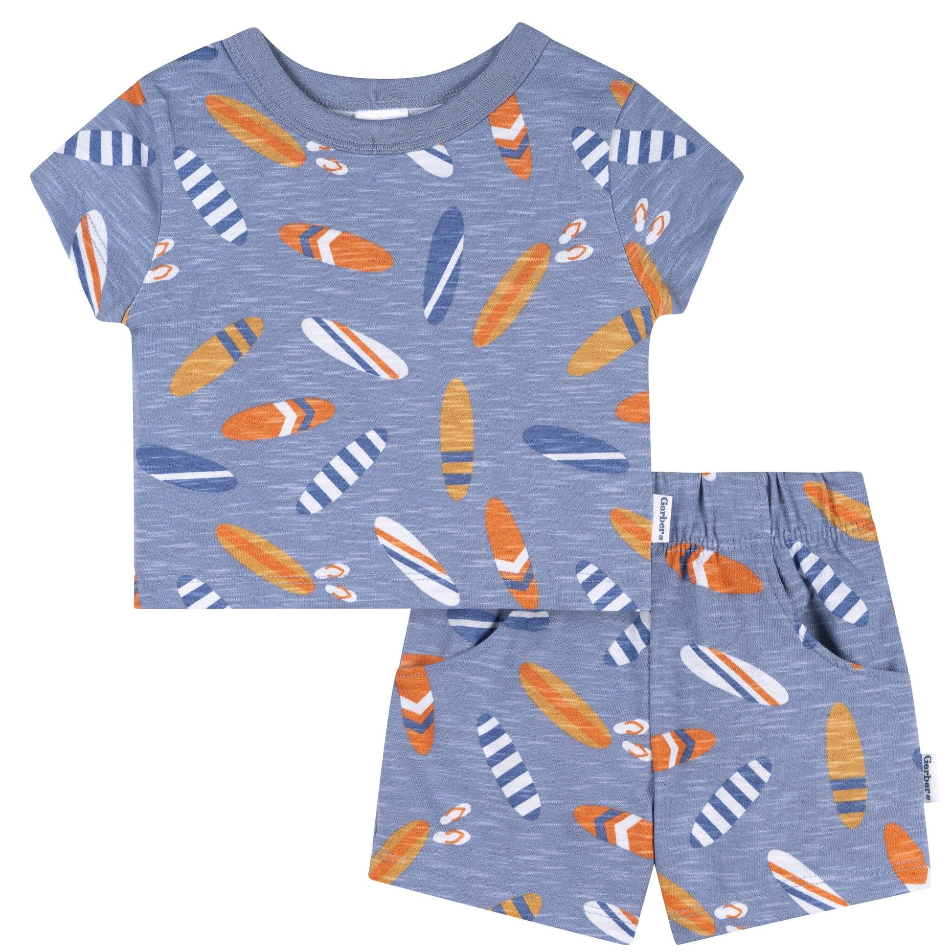 2-Piece Baby & Toddler Boys Blue Surfboard T-Shirt and Shorts Set Outfits & Sets Gerber® 