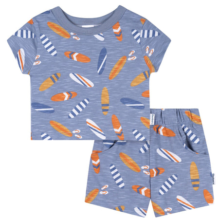 2-Piece Baby & Toddler Boys Surfboard T-Shirt and Shorts Set