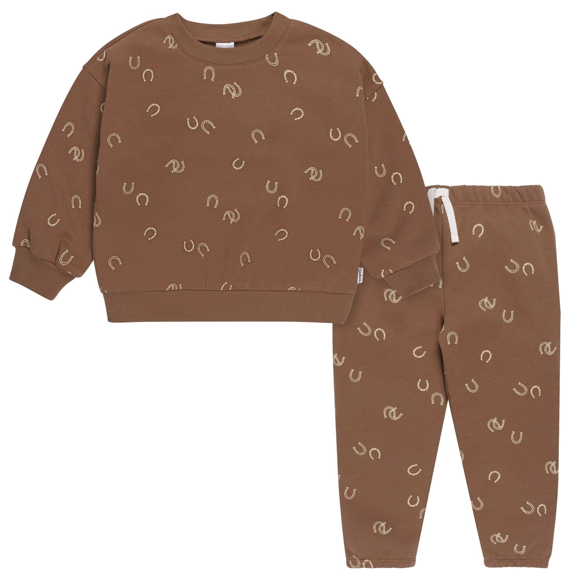 2-Piece Baby & Toddler Boys Brown Horseshoe Fleece Outfit Set outfits Gerber® 