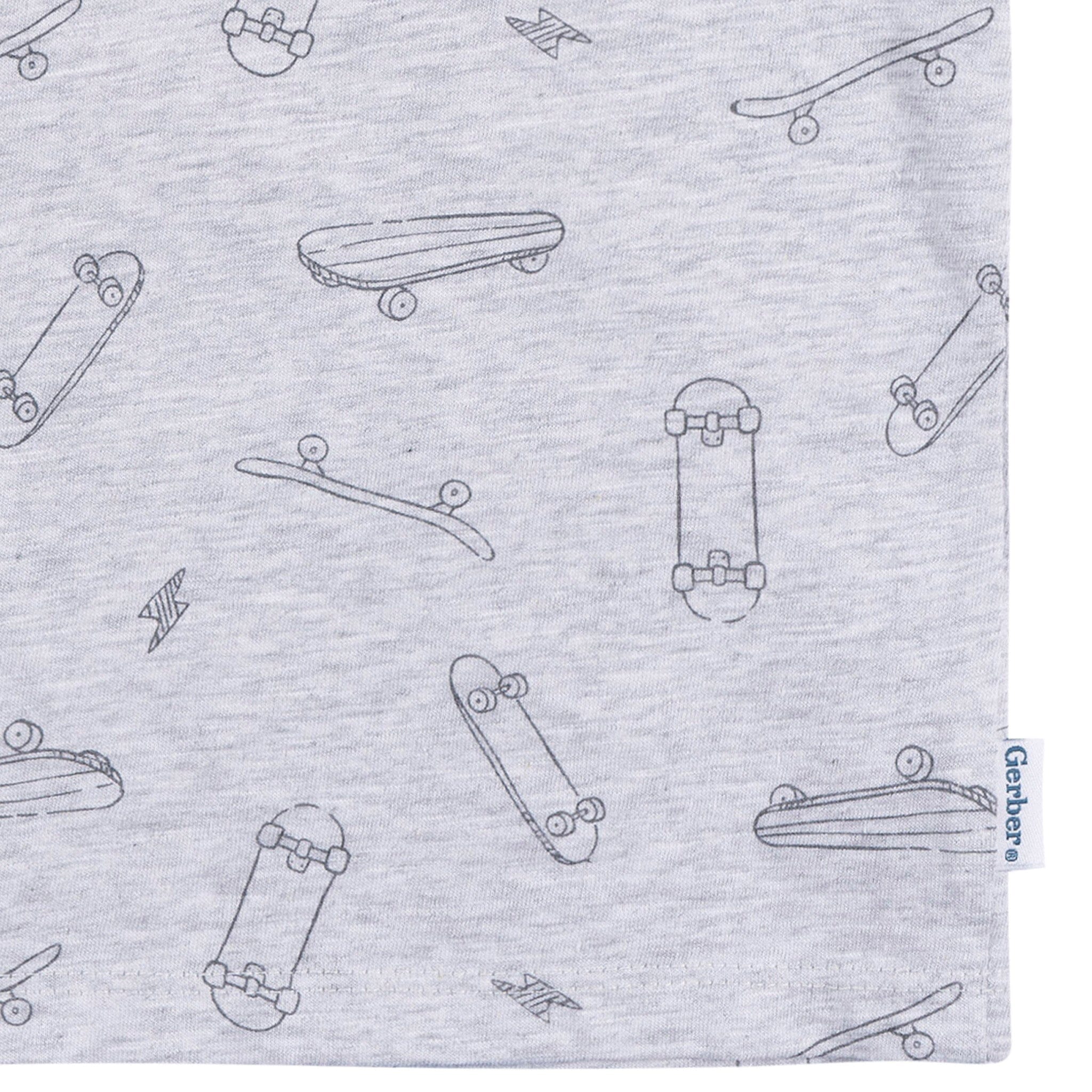 2-Piece Baby & Toddler Boys Heather Skateboard T-Shirt and Shorts Set