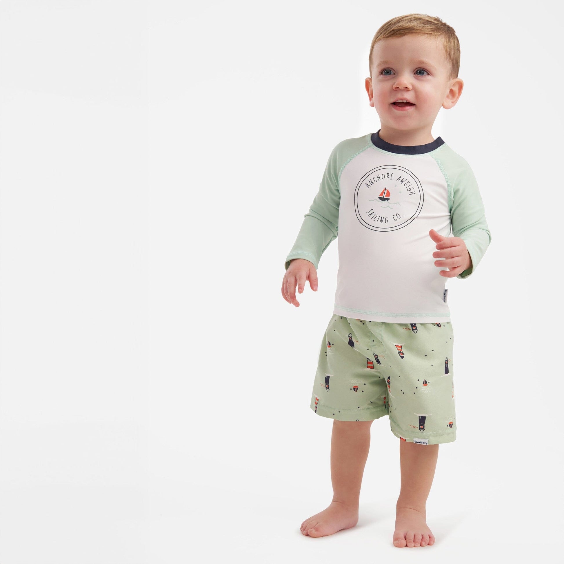 2-Piece Baby & Toddler Boys Sailboat Rashguard Set
