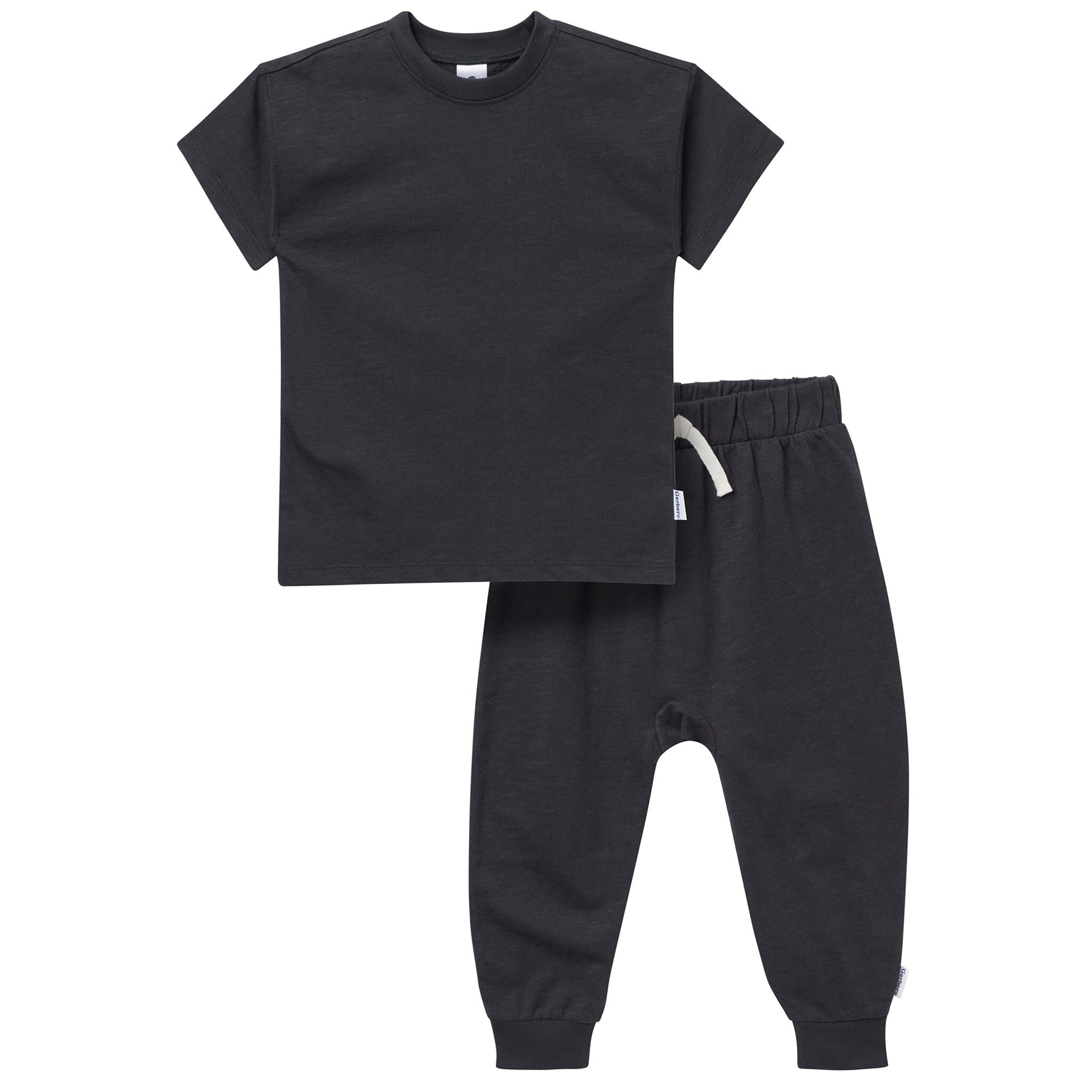 baby jogger outfit Gerber 2-Piece Infant & Toddler Neutral Asphalt T-Shirt & Jogger Pants Set