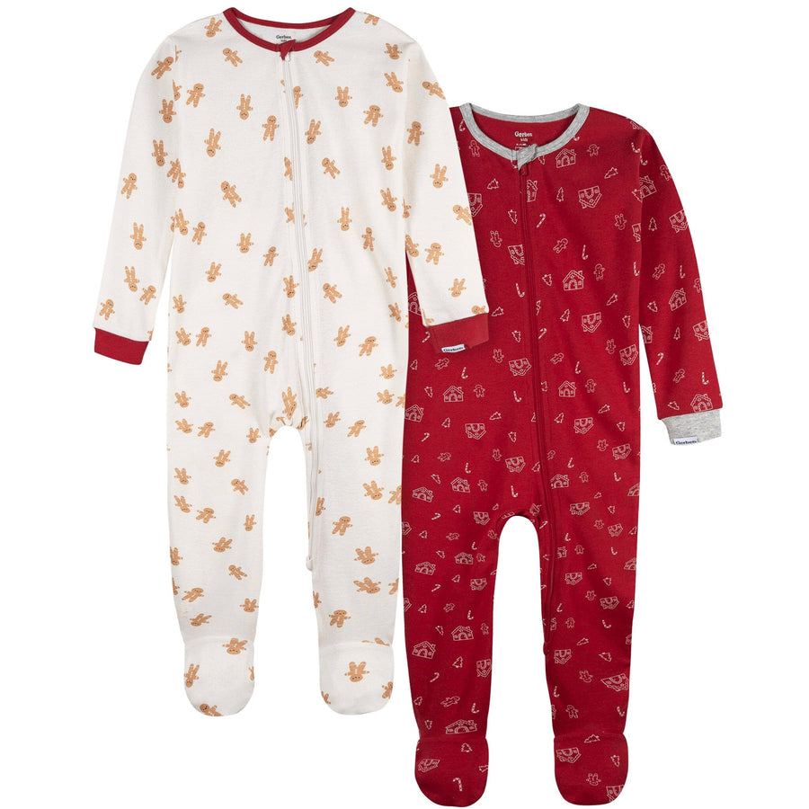 2-Piece Baby & Toddler Neutral Gingerbread People Snug Fitting Footed Pajamas Sleepwear Gerber® 