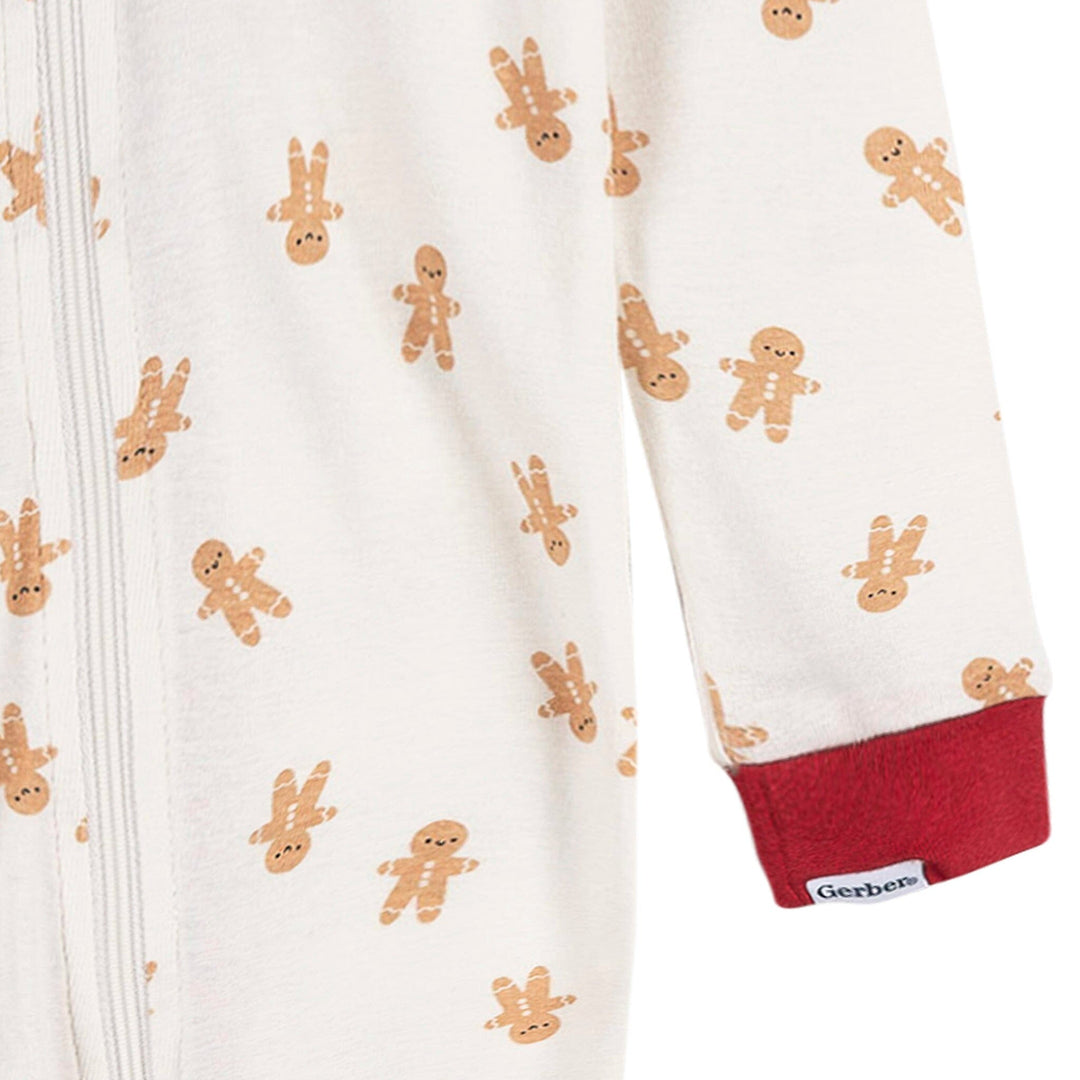 2-Piece Baby & Toddler Neutral Gingerbread People Snug Fitting Footed Pajamas Sleepwear Gerber® 