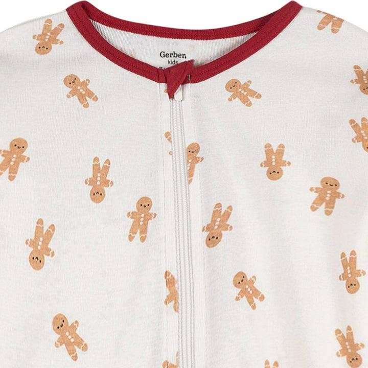 2-Piece Baby & Toddler Neutral Gingerbread People Snug Fitting Footed Pajamas Sleepwear Gerber® 
