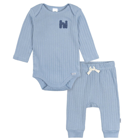 2-Piece Baby Boys Blue Bodysuit and Pant Set
