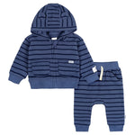 2-Piece Baby Boys Blue Stripe Hooded Jacket & Jogger Set outfits Gerber® 