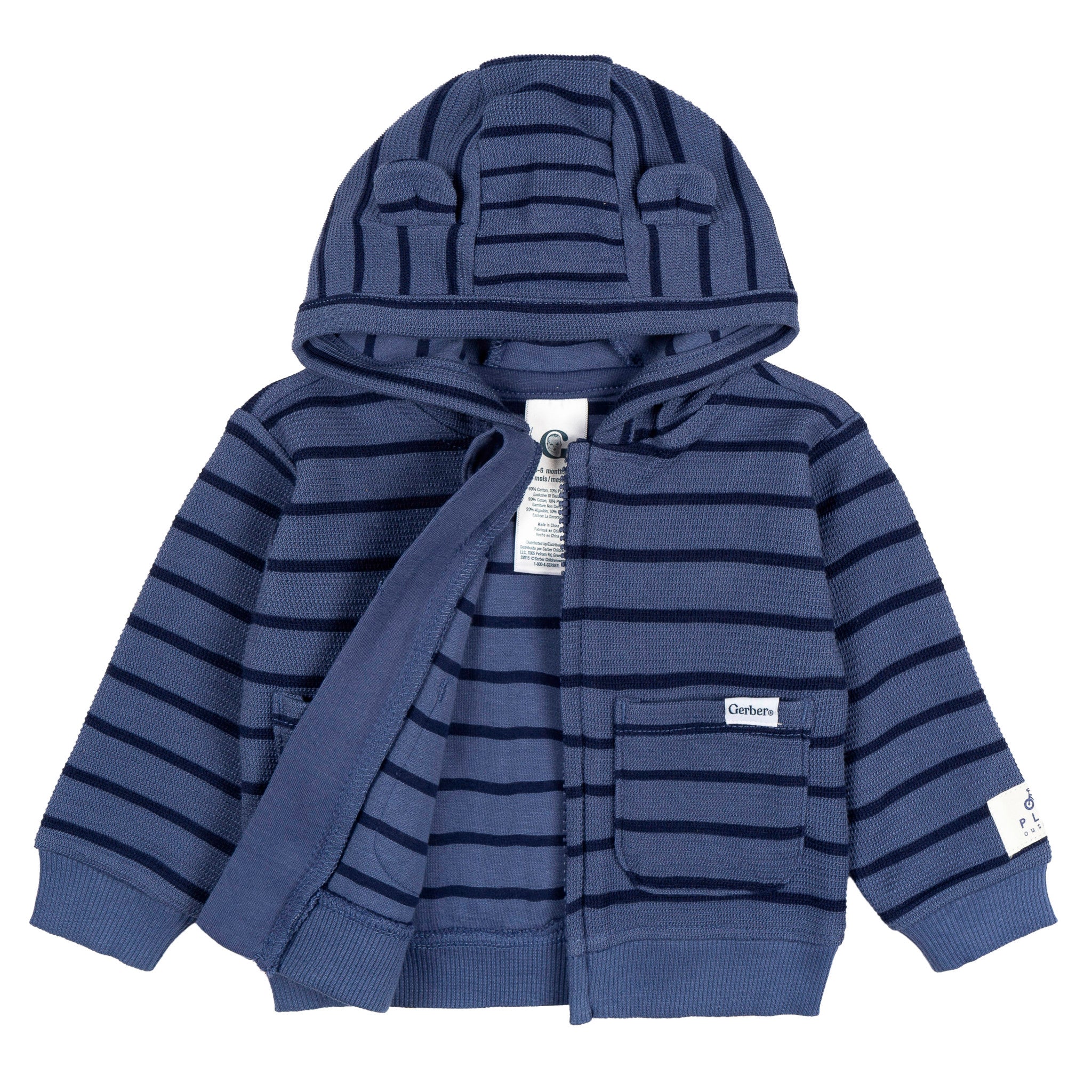 2-Piece Baby Boys Blue Stripe Hooded Jacket & Jogger Set