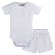 2-Piece Baby Boys Grey Heather Bodysuit and Shorts