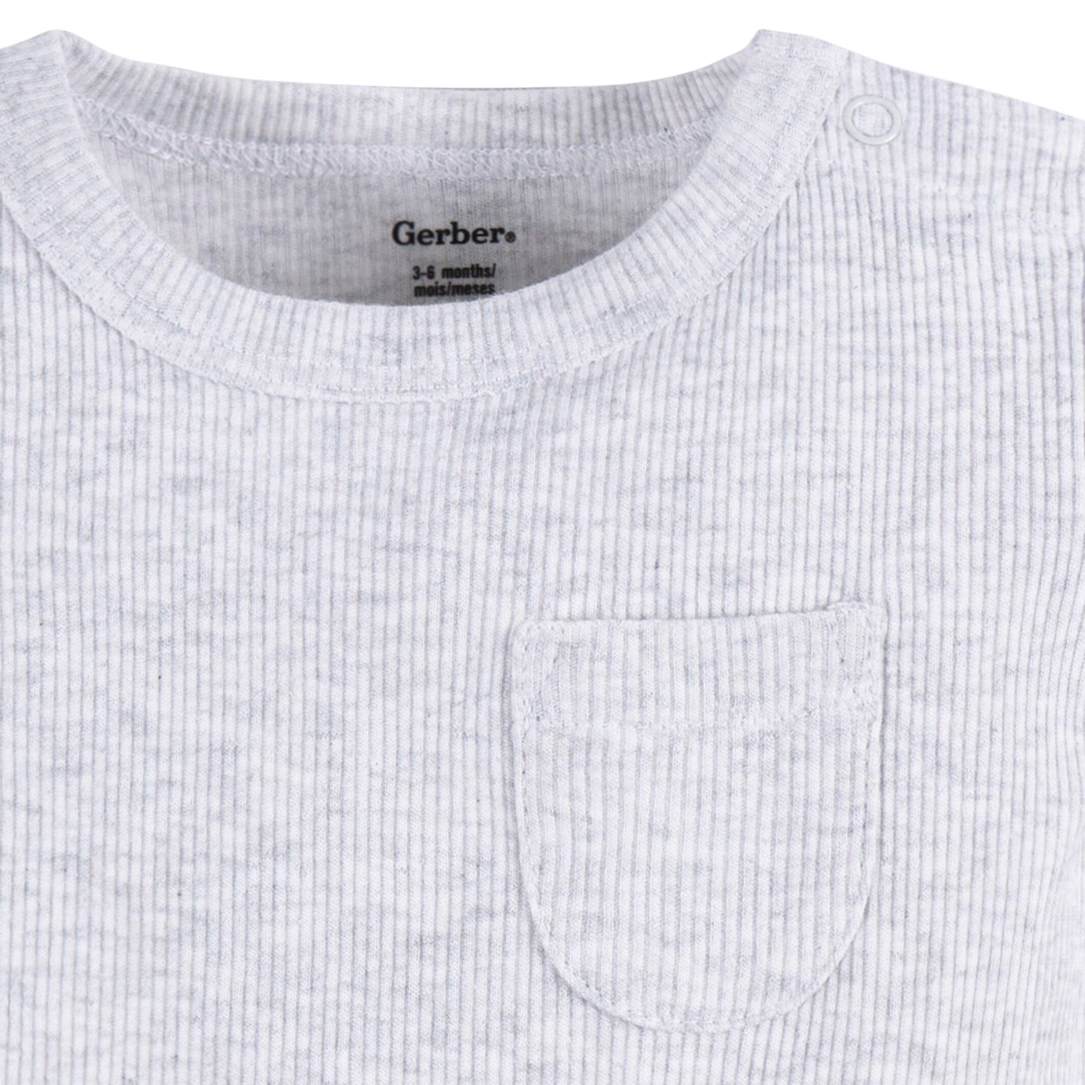 2-Piece Baby Boys Grey Heather Bodysuit and Shorts