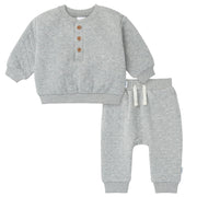 2-Piece Baby Boys Grey Quilted Top & Jogger Set