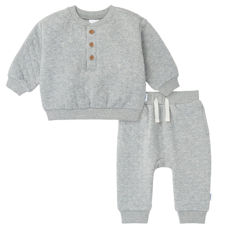 2-Piece Baby Boys Grey Quilted Top & Jogger Set