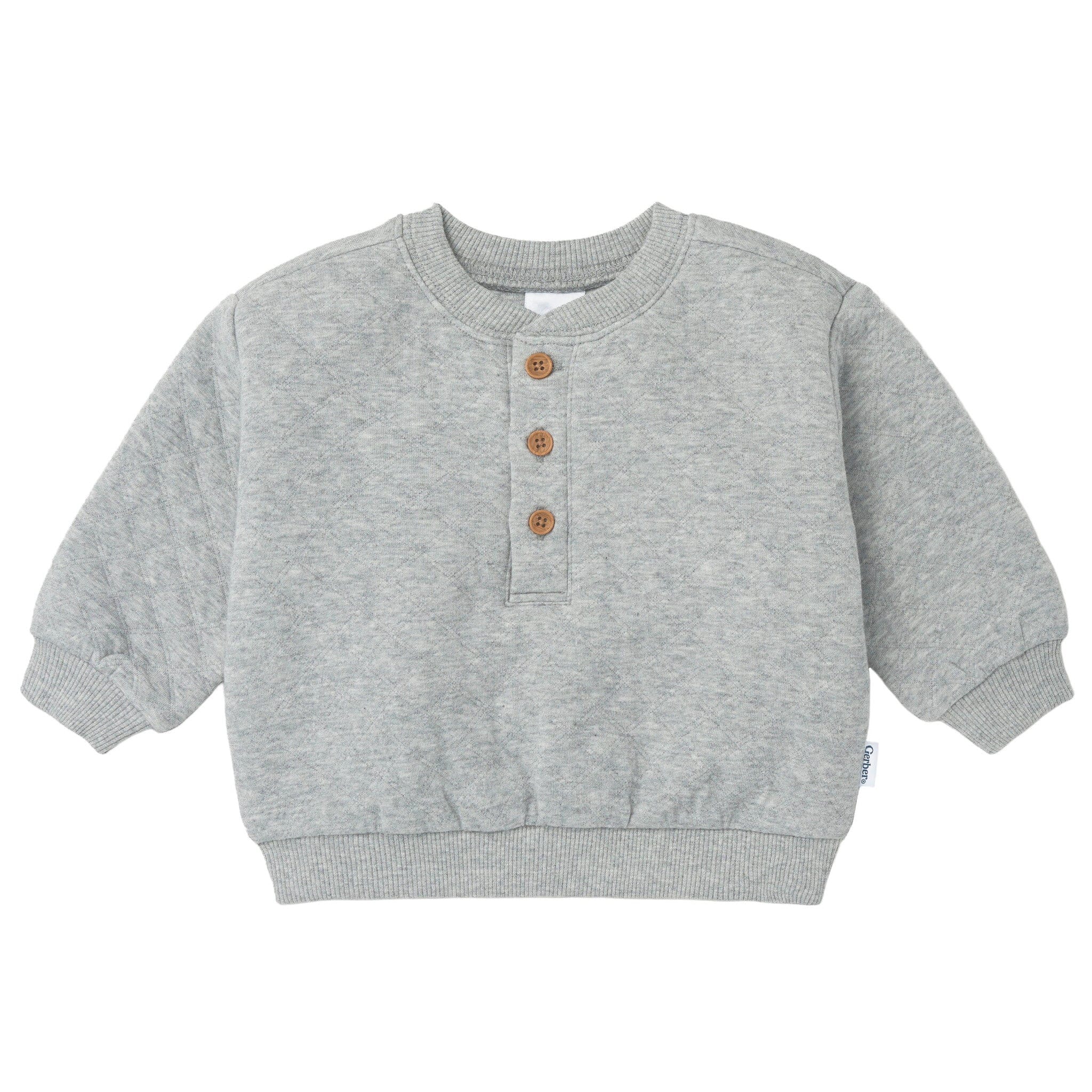 2-Piece Baby Boys Grey Quilted Top & Jogger Set