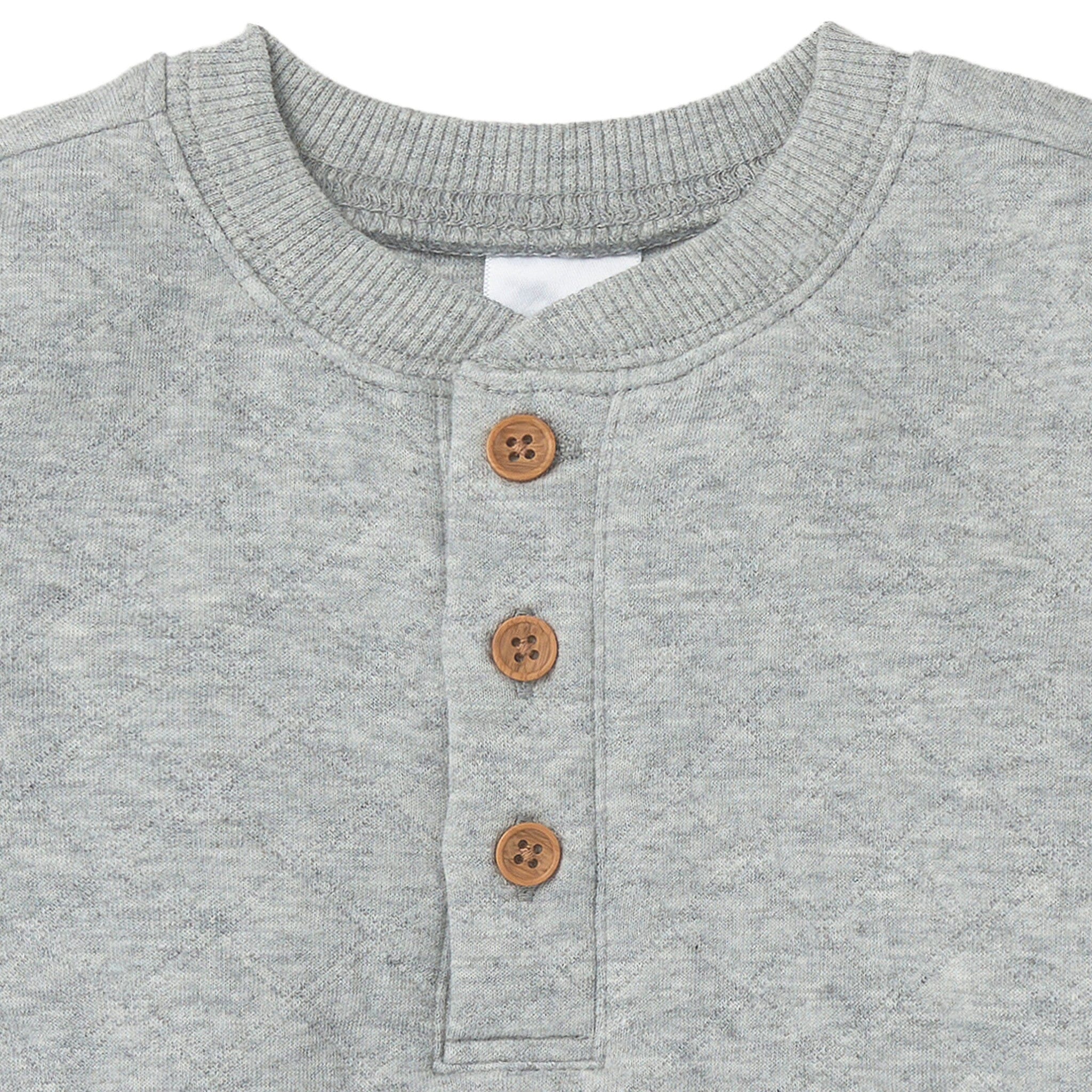 2-Piece Baby Boys Grey Quilted Top & Jogger Set