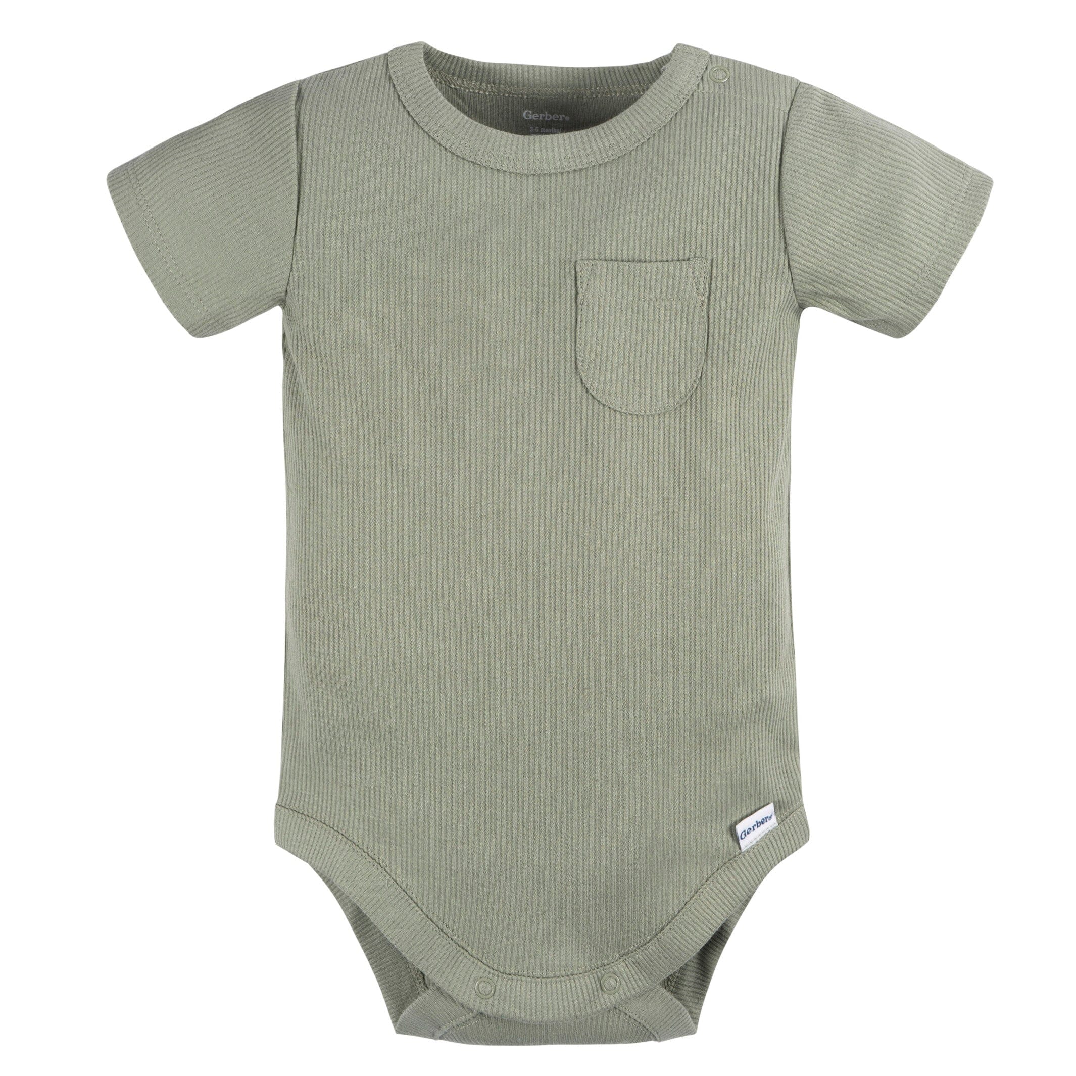 2-Piece Baby Boys Olive Bodysuit and Shorts