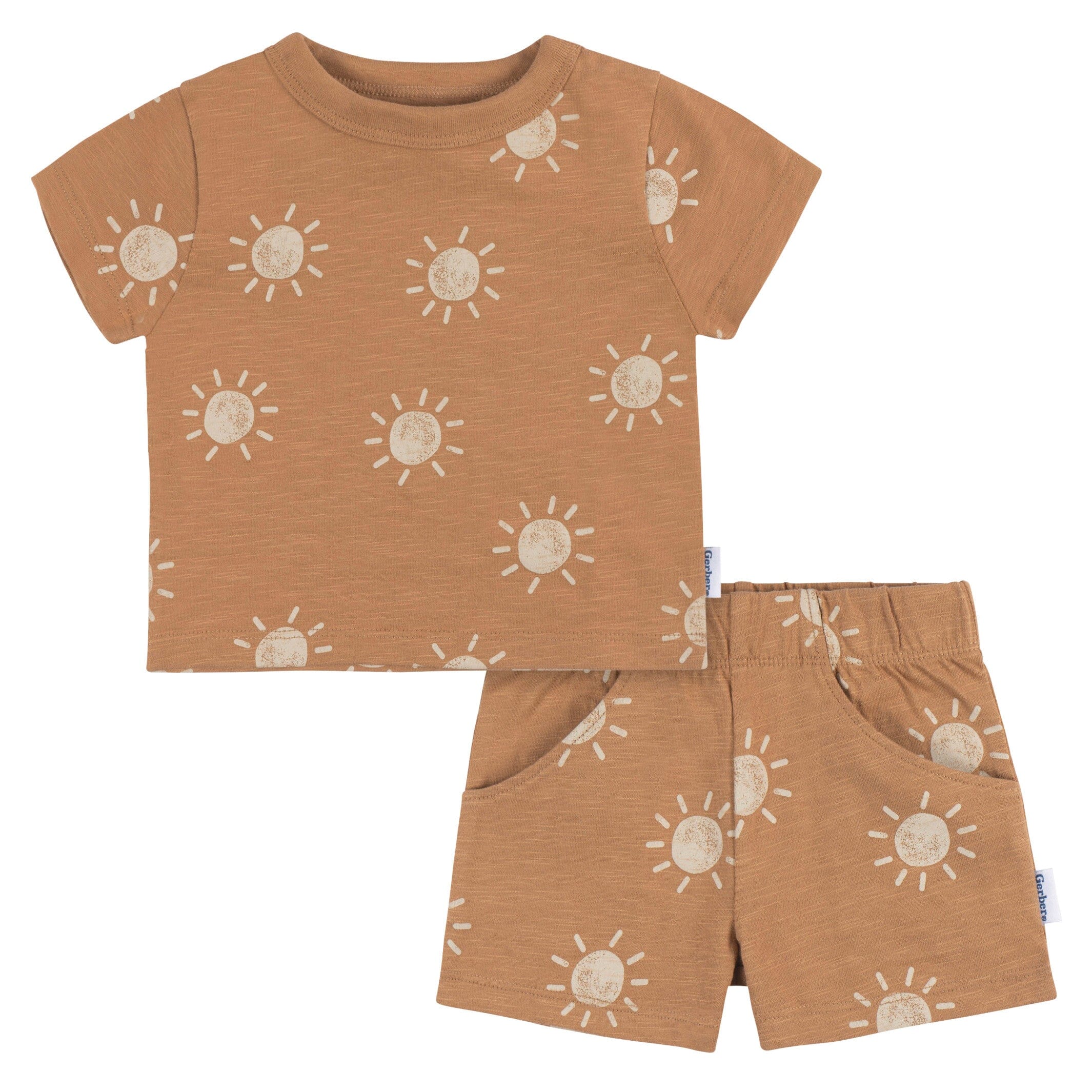 2-piece Toddler Boy Letter Print Solid Color Tee and Elasticized Shorts Set