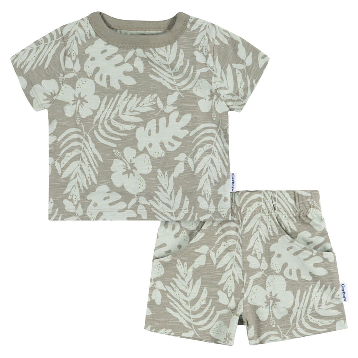 2-Piece Baby Boys Tropical Leaves T-Shirt and Shorts Set