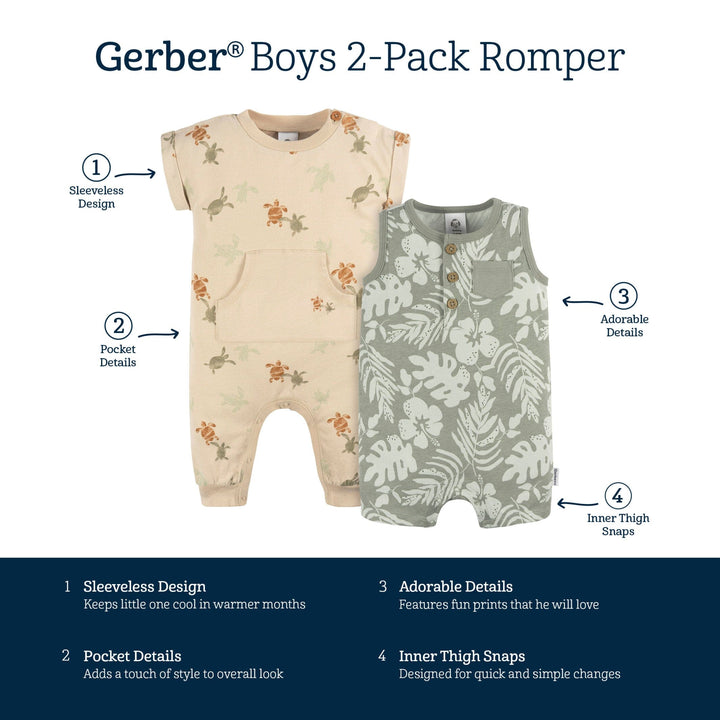 2-Pack Baby Boys Tropical Romper