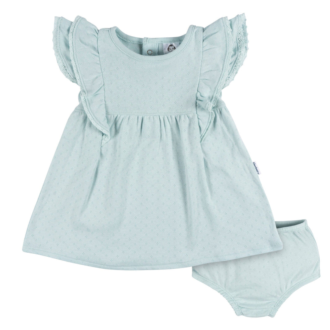 2-Piece Baby Girls Aqua Blue Dress & Diaper Cover Set – Gerber